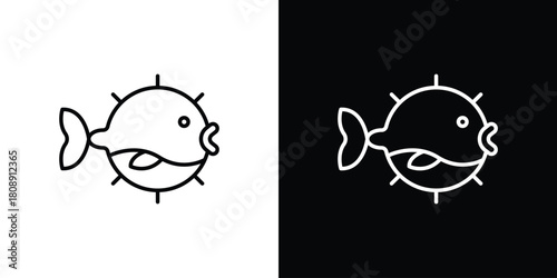 Blowfish icon in line design. Editable stroke icon.