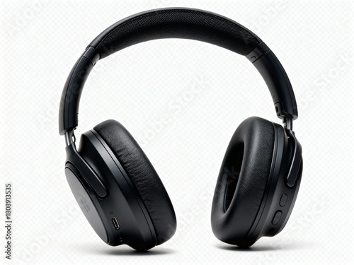 Premium Black Over-Ear Headphones with Active Noise Cancellation | Modern Wireless Bluetooth Headset for Music and Studio Use