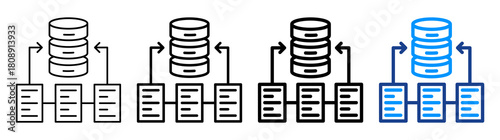 Data Repository Icon Different Style Outline Collection Set