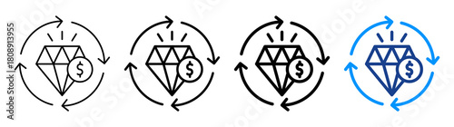 Value Stream Icon Different Style Outline Collection Set