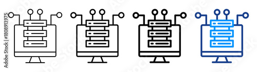 System Data Icon Different Style Outline Collection Set