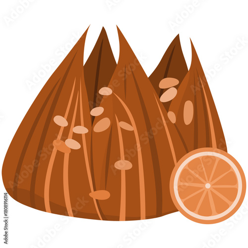 Sweet Tamales Wrapped in Corn Husks with Orange Slice, Traditional Mexican Cuisine