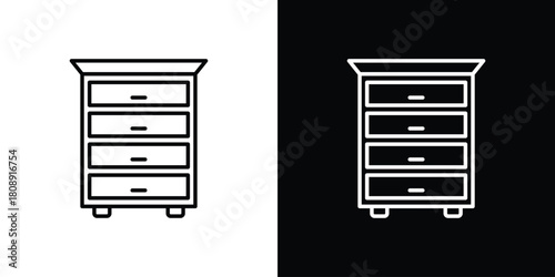 Chest of drawers icon in line design. Editable stroke icon.
