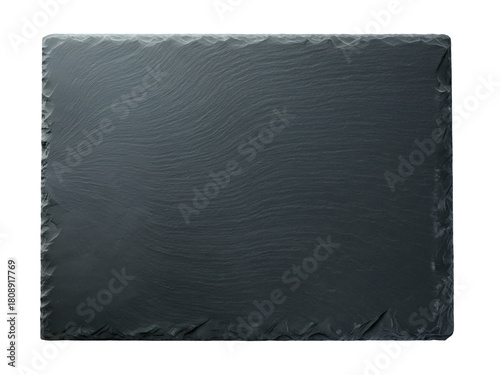 Blank Dark Slate Serving Platter or Cheese Board with Rough Edges Isolated on White Background