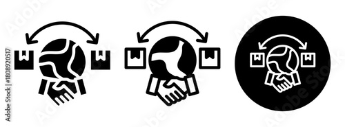 Cross Border Trade Icon Collection Glyph & Mixed Style