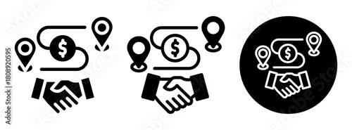 Trade Route Icon Collection Glyph & Mixed Style