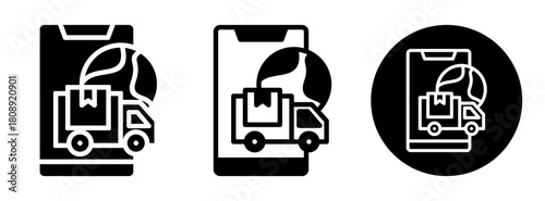 Global Online Delivery Icon Collection Glyph & Mixed Style