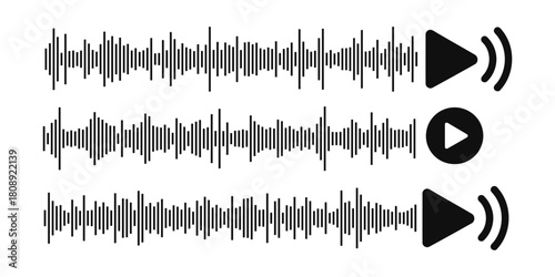 Sound Wave Equalizer Vector Pack – Voice Message Waveforms for Podcast Branding & App Interface. 