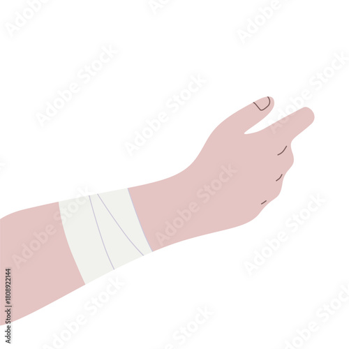 Human With Bandage Illustration Arm Care Discomfort First Aid