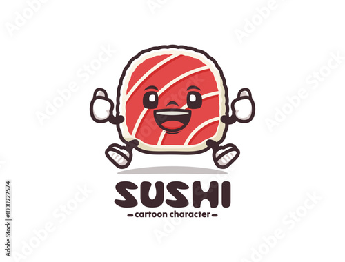 Sushi cartoon mascot with thumbs up