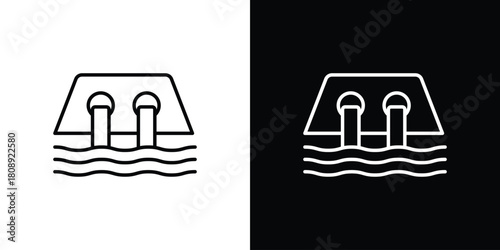 Dam icon in line design. Editable stroke icon.