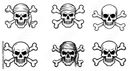 Pirate Skull and Crossbones Icon Set