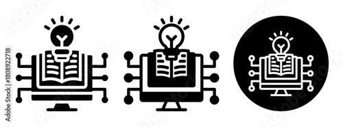 Digital Knowledge Icon Collection Glyph & Mixed Style