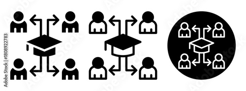 Peer Learning Icon Collection Glyph & Mixed Style