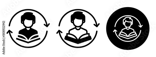 Learning Process Icon Collection Glyph & Mixed Style