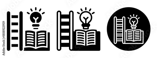 Knowledge Ladder Icon Collection Glyph & Mixed Style