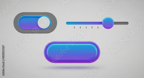Ui ux design elements sliders and toggle switches for user interface design and web development projects