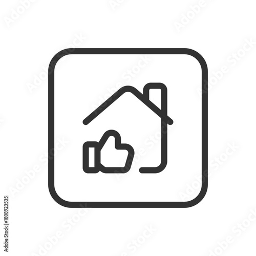Real Estate House Like Approached line icon – house with heart and approaching person outline vector for interested buyer, property engagement, home attraction UI