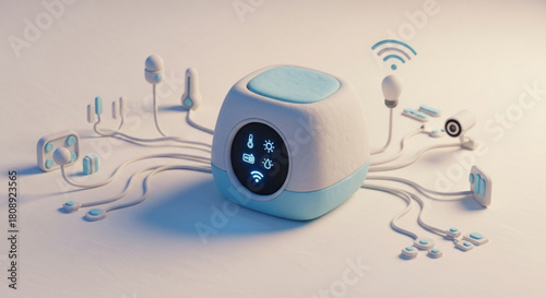 Smart home automation hub connecting devices wireless iot technology for home automation system