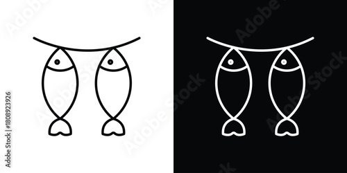 Dried fish icon in line design. Editable stroke icon.
