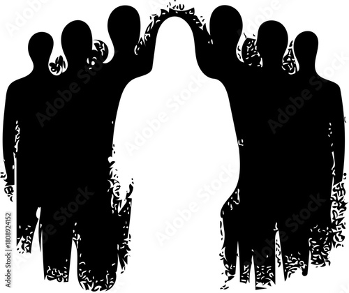 Silhouette Crowd with Spotlight Figure A Symbol of Individuality & Community