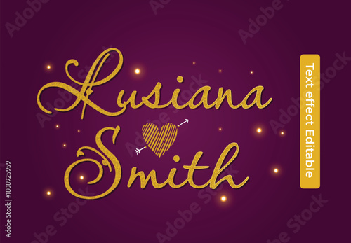 weeding text effect editable with gold and dark color