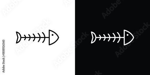 Fish skeleton icon in line design. Editable stroke icon.