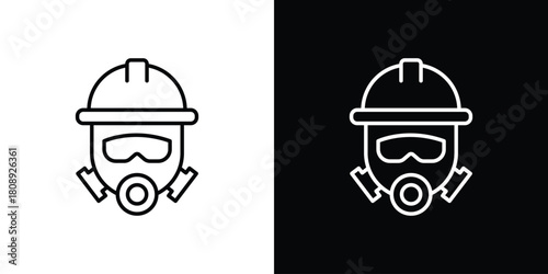 Fireman Mask icon in line design. Editable stroke icon.