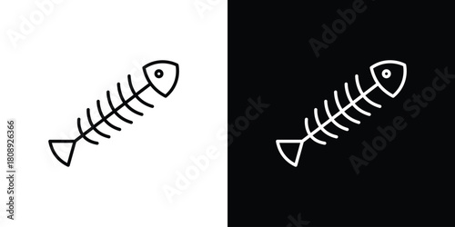 Fish bone icon in line design. Editable stroke icon.