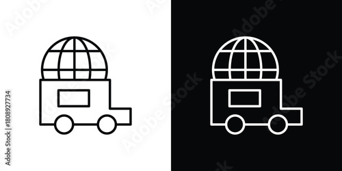 Global Logistic icon in line design. Editable stroke icon.