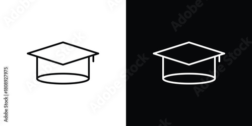 Graduation hat icon in line design. Editable stroke icon.