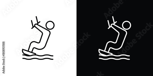 Kitesurf sign icon in line design. Editable stroke icon.