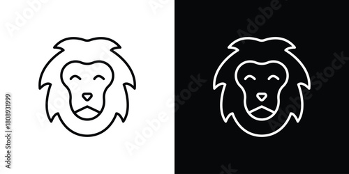 Lion head icon in line design. Editable stroke icon.