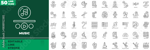 Music Line Editable Icons set