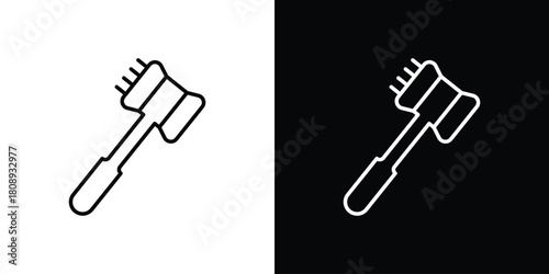 Meat tenderizer icon in line design. Editable stroke icon.