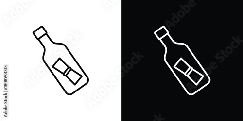 Message In a Bottle icon in line design. Editable stroke icon.