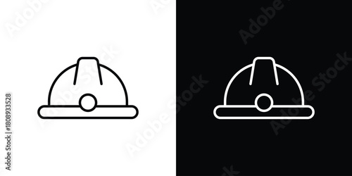 Miner helmet icon in line design. Editable stroke icon.