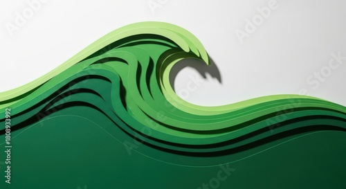 Fototapeta Naklejka Na Ścianę i Meble -  Green wave illustration with black accents