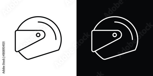 Motorcycle helmet icon in line design. Editable stroke icon.