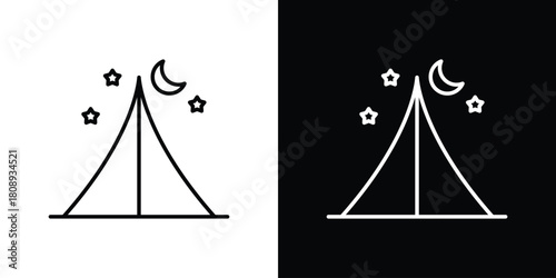 Night camping icon in line design. Editable stroke icon.