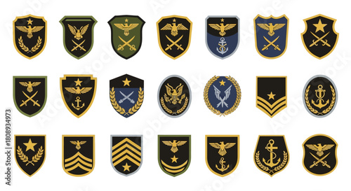 Collection of Military Badges and Insignia A Symbol of Rank and Affiliation