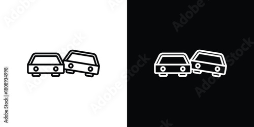 Overturned car icon in line design. Editable stroke icon.