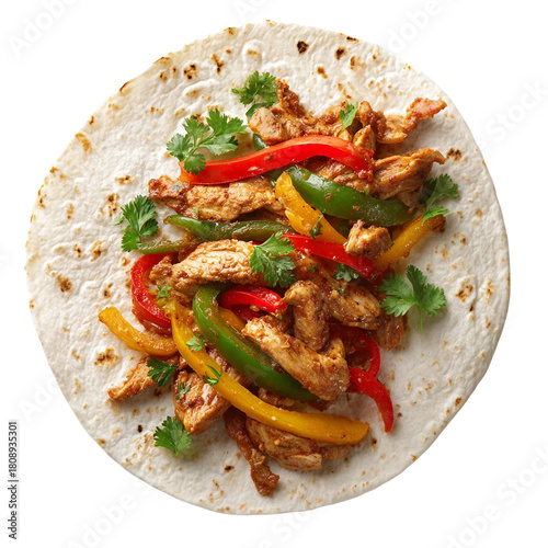  Chicken fajitas , top view, transparent isolated on with white background(4)