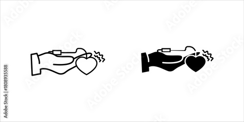 hand-holding-heart-monitor-icon set . set. vector illustration, pictogram isolated on white background. color editable