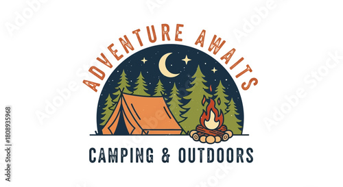 Adventure Awaits Camping And Outdoors Scenic Nature Illustration