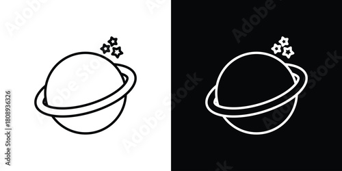 Planet saturn icon in line design. Editable stroke icon.