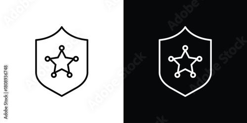 Police badge icon in line design. Editable stroke icon.