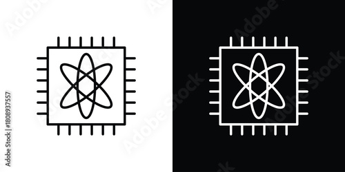 Quantum computing icon in line design. Editable stroke icon.