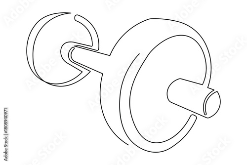 Dumbbell icon continuous one line drawing minimalist style isolate outline