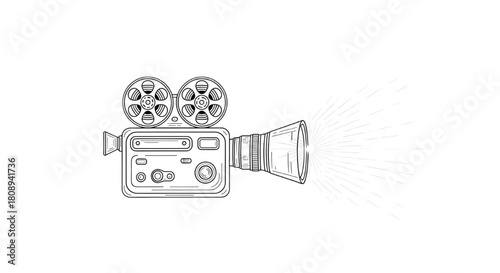 Vintage film projector emitting light beams, evoking nostalgia and cinematic magic.